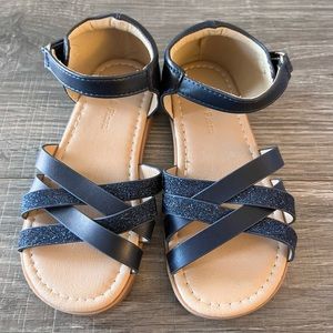 Felix & Flora Kids Navy Blue Sandals Soft Rubber Princess Flat  Summer Size 11